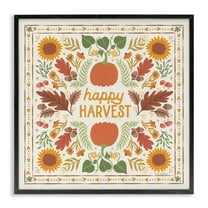 Stupell Industries Happy Harvest Pattern Landscape Painting Black Framed Art Print Wall Art, 12 x 12
