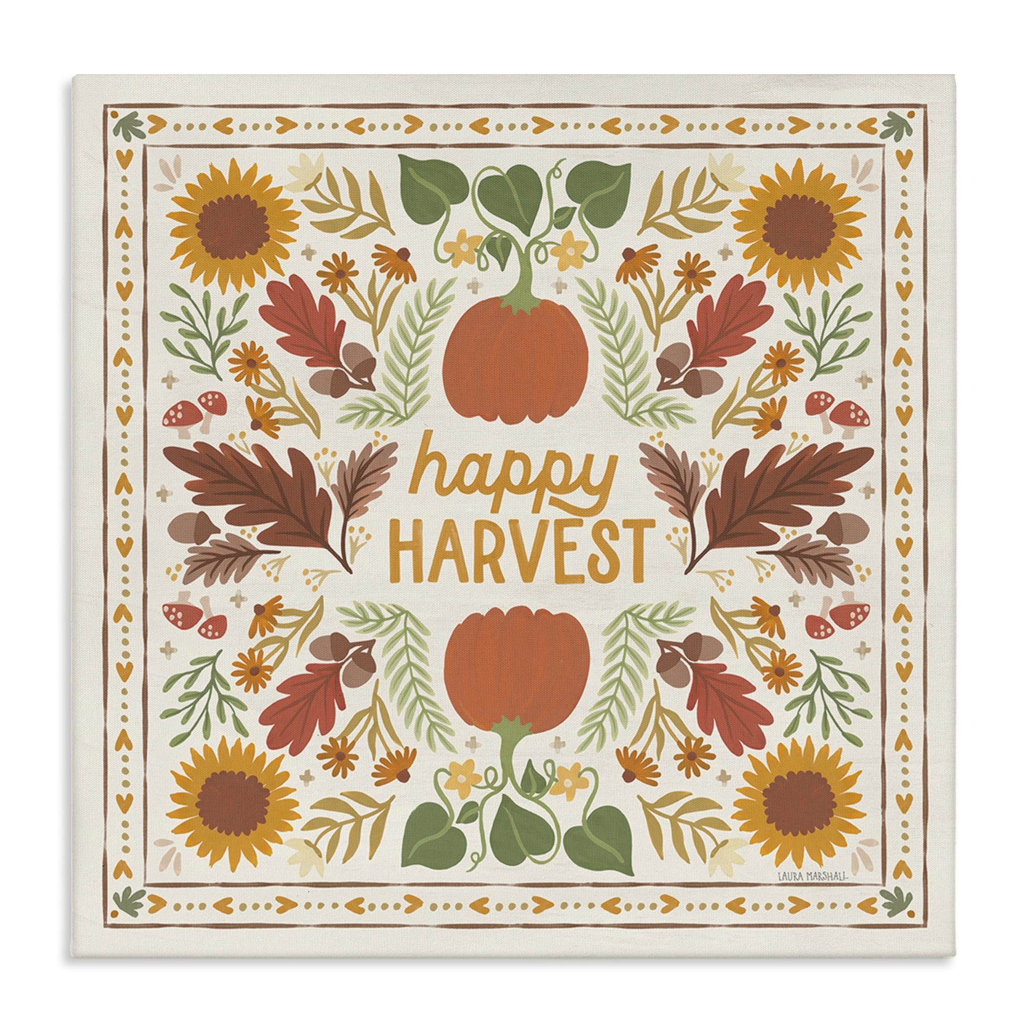 Stupell Industries Happy Harvest Pattern Landscape Painting Gallery Wrapped Canvas Art Print Wall Art, 30 x 30