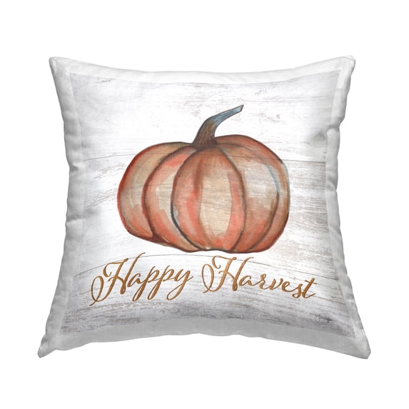 Stupell Industries Happy Harvest Rustic Pumpkin Printed Throw Pillow Design by Yass Naffas Designs