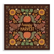 Stupell Industries Happy Harvest on Brown Landscape Painting Unframed Art Print Wall Art, 12 x 12