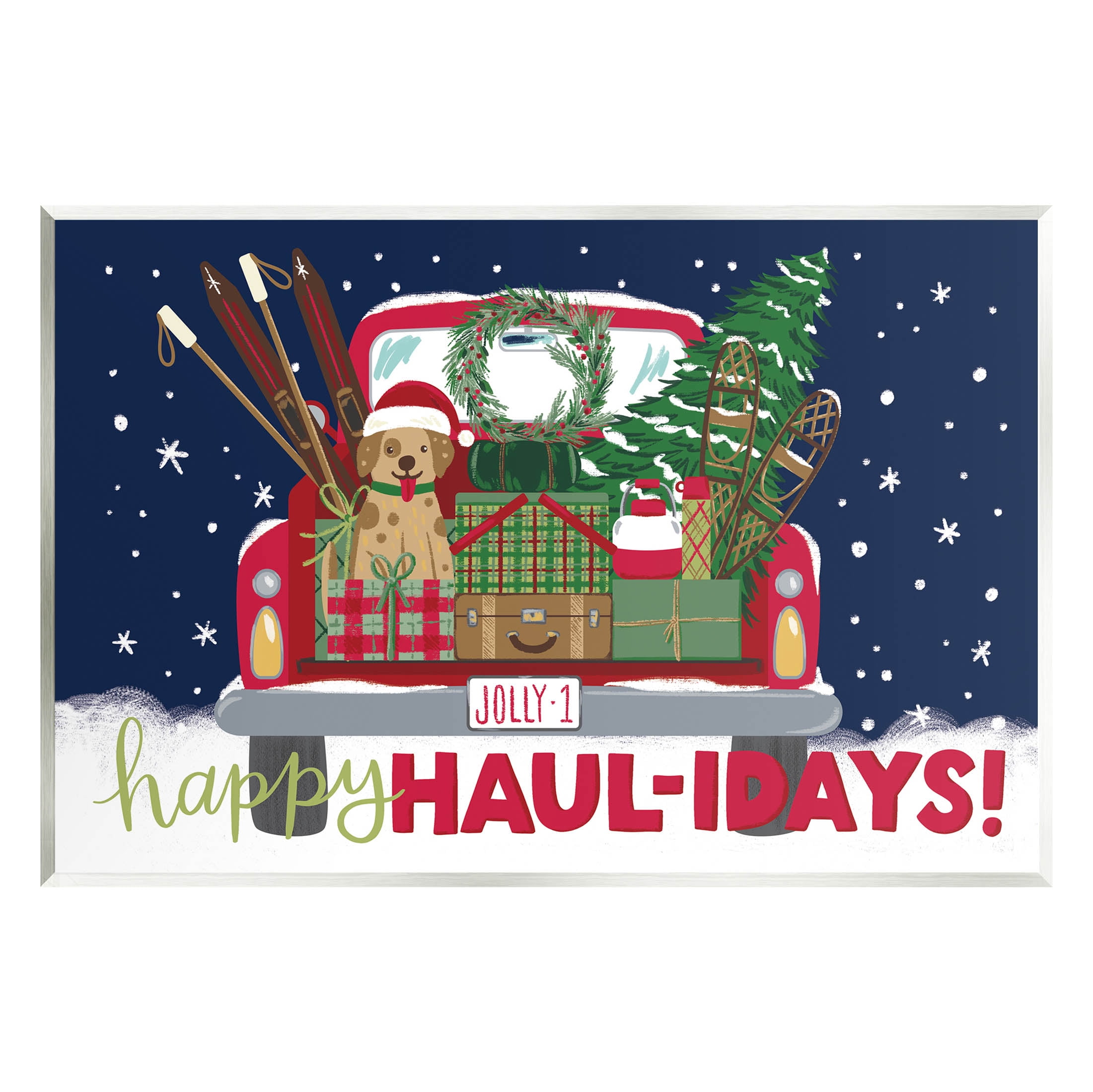 Stupell Industries Happy Haul-idays Christmas Gift Truck Graphic Art Unframed Art Print Wall Art, Design by Amanda McGee