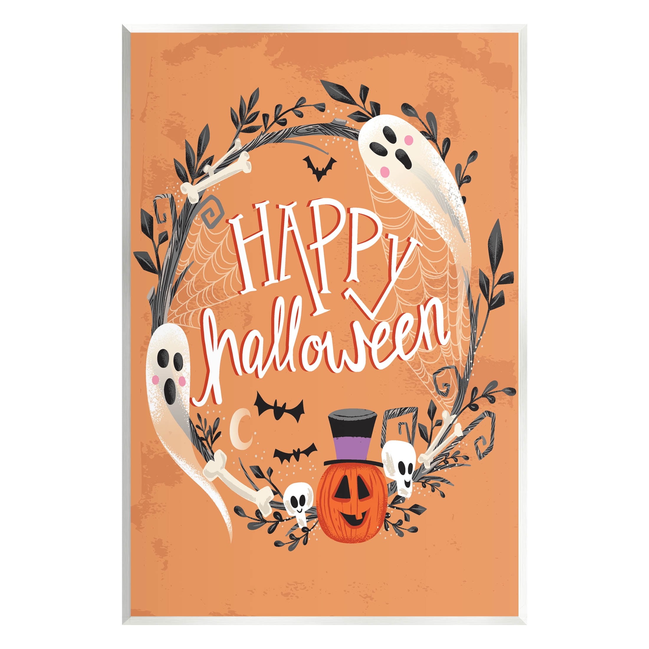 Stupell Industries Happy Haunts Halloween Wreath Graphic Art Unframed Art Print Wall Art, Design by Arrolynn Weiderhold