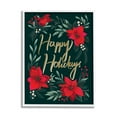 thumbnail image 1 of Stupell Industries Happy Holidays Greeting Red Winter Poinsettia Florals Botanical & Floral Painting White Framed Art Print Wall Art, 16 x 20, 1 of 8