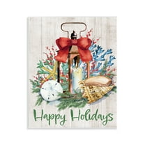 Stupell Industries Happy Holidays Nautical Lantern Holiday Painting Unframed Art Print Wall Art, 11 x 14