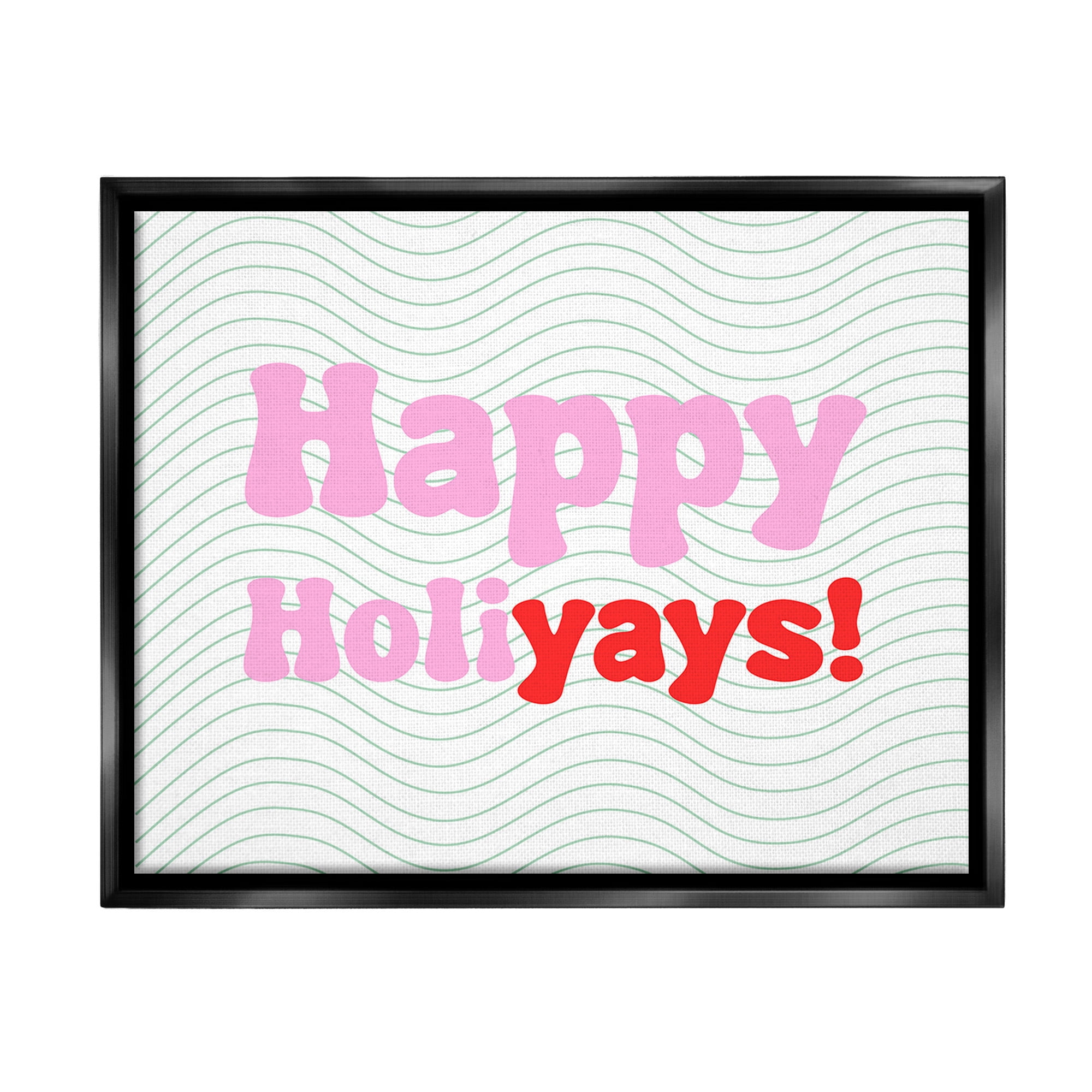 Stupell Industries Happy Holiyays Patterned Holiday Painting Black Floater Framed Canvas Art Print Wall Art, 21 x 17