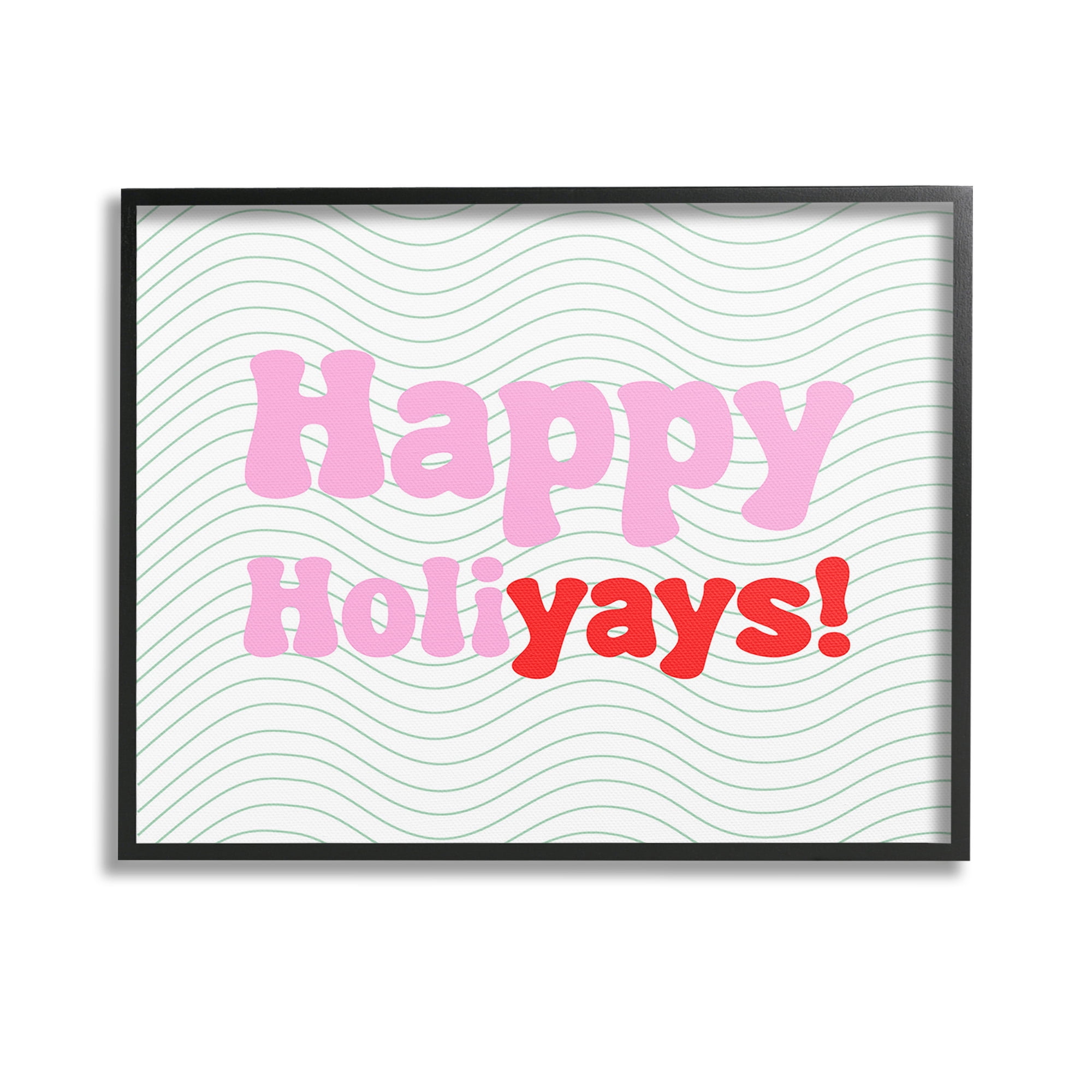 Stupell Industries Happy Holiyays Patterned Holiday Painting Black Framed Art Print Wall Art, 14 x 11