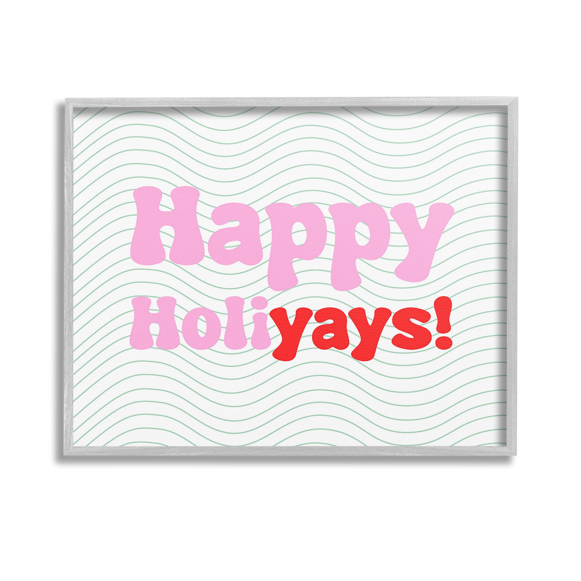 Stupell Industries Happy Holiyays Patterned Holiday Painting Gray Framed Art Print Wall Art, 14 x 11