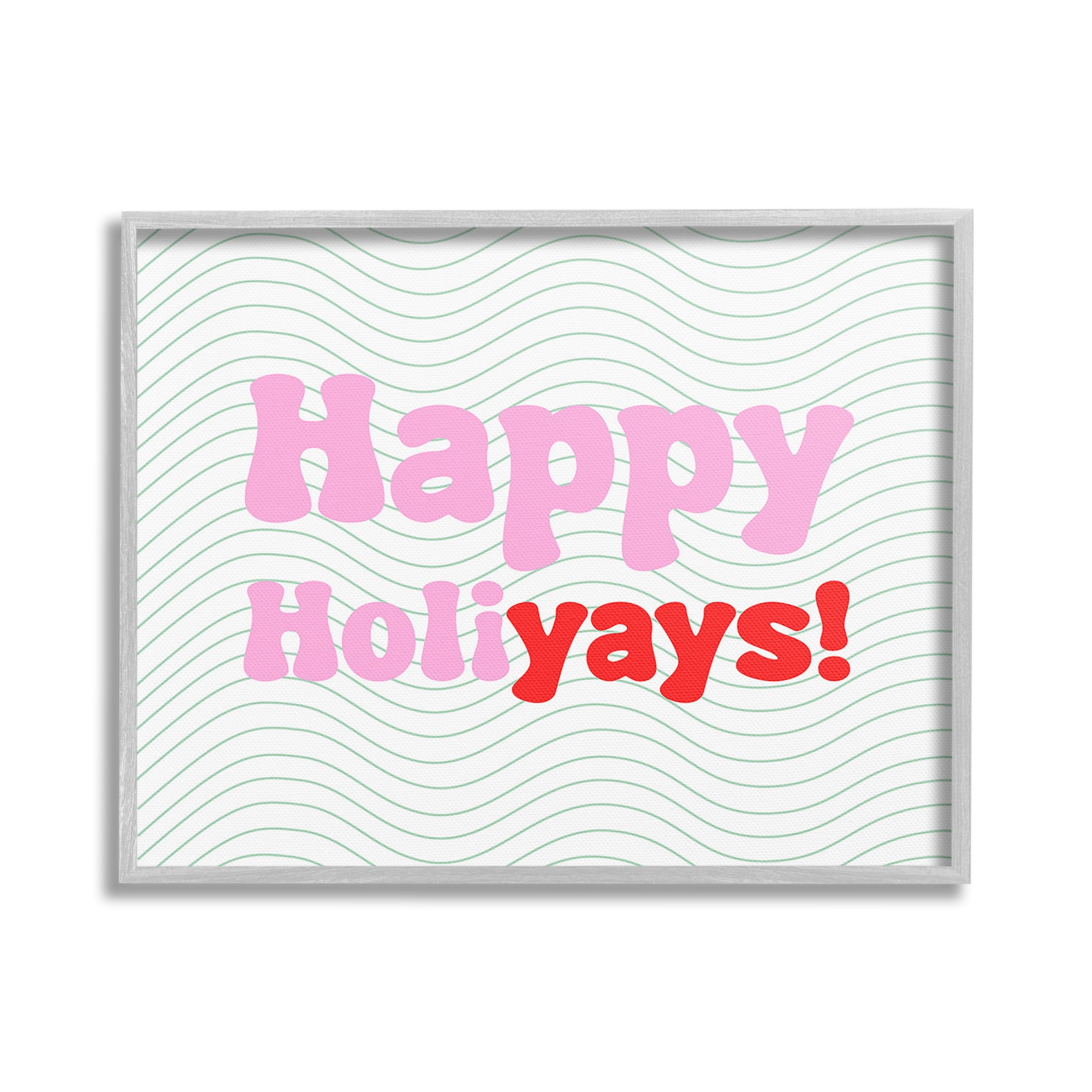 Stupell Industries Happy Holiyays Patterned Holiday Painting Gray Framed Art Print Wall Art, 30 x 24