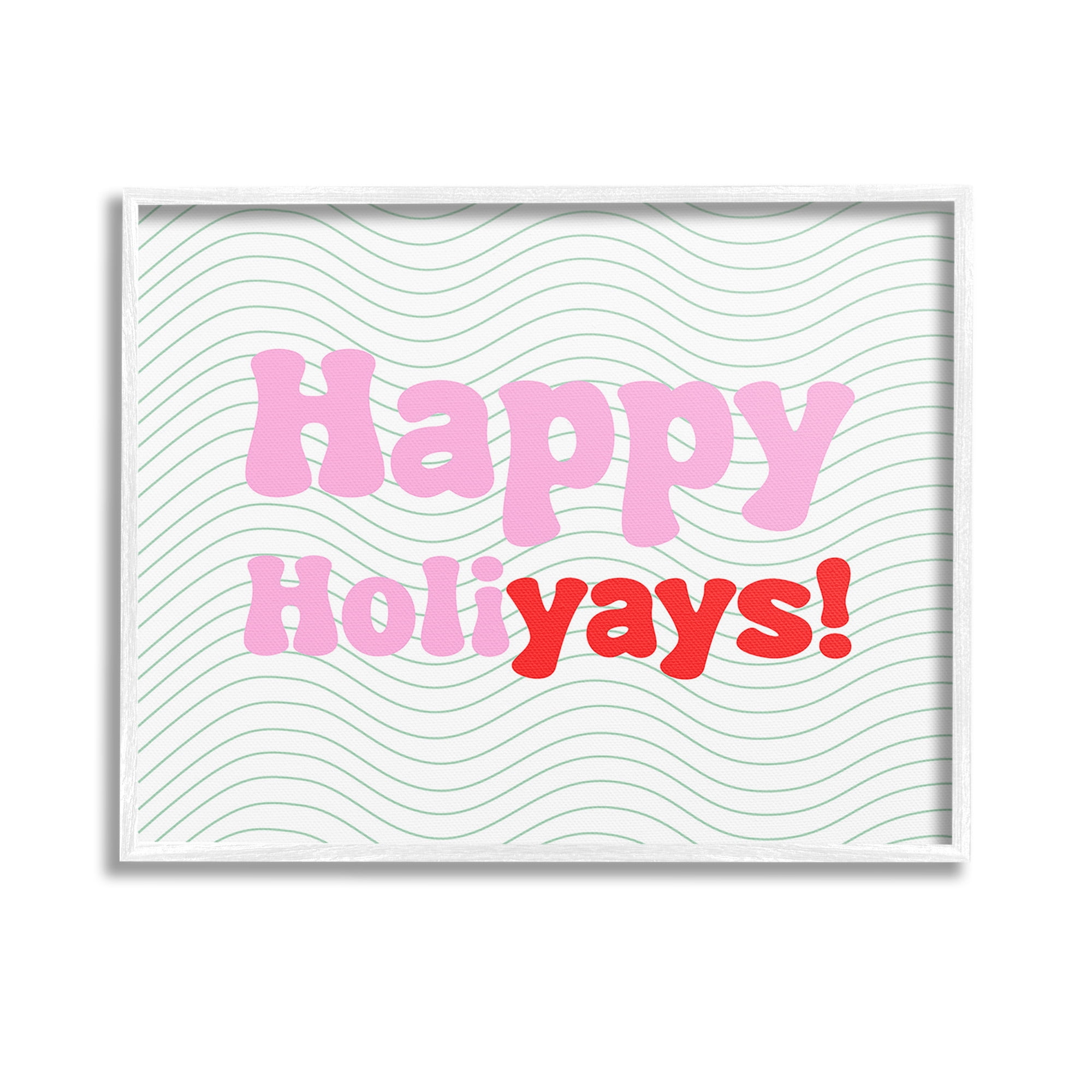 Stupell Industries Happy Holiyays Patterned Holiday Painting White Framed Art Print Wall Art, 14 x 11