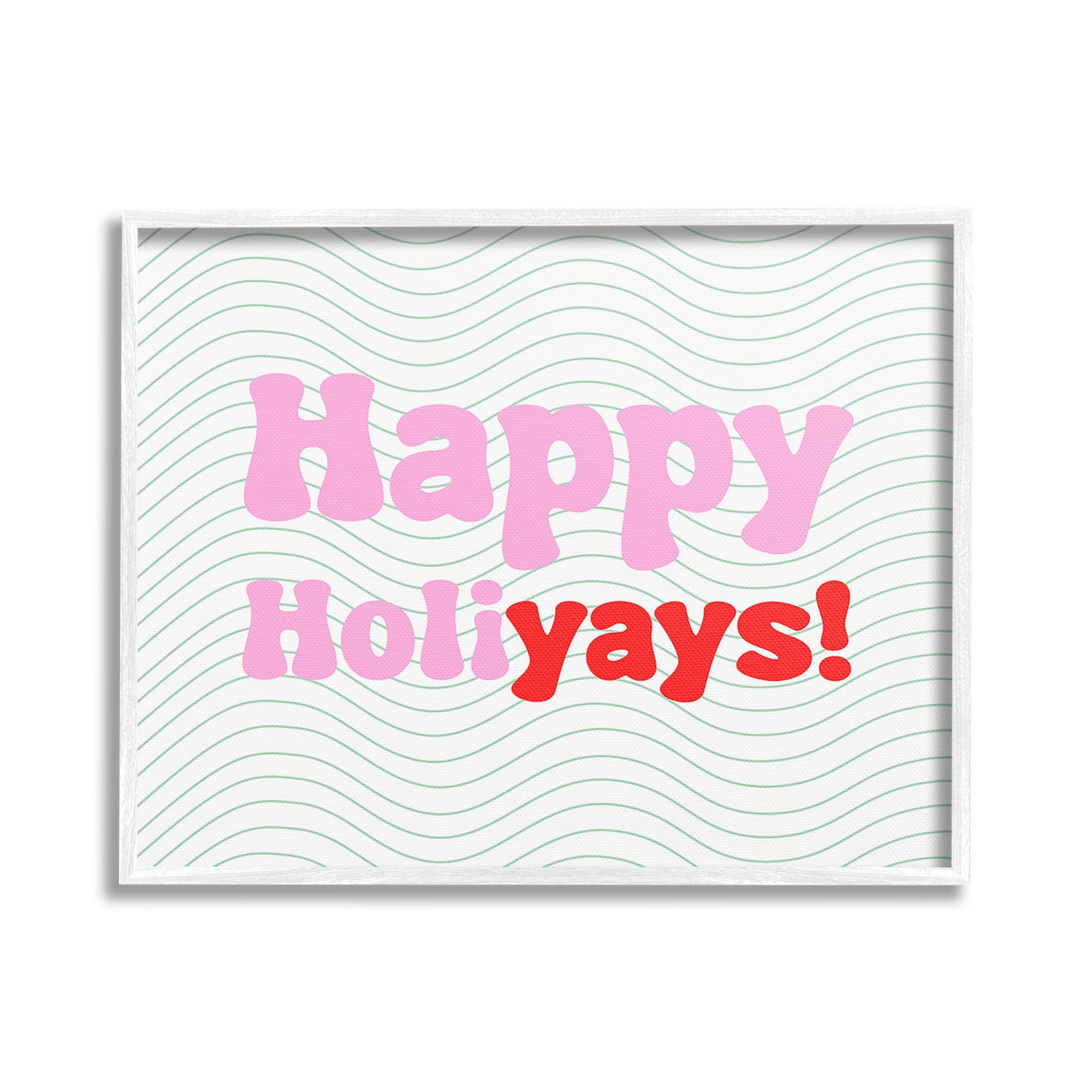 Stupell Industries Happy Holiyays Patterned Holiday Painting White Framed Art Print Wall Art, 30 x 24