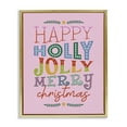 thumbnail image 1 of Stupell Industries Happy Holly Jolly Xmas Holiday Painting Gold Floater Framed Canvas Art Prints Wall Art, 25 x 31, 1 of 10