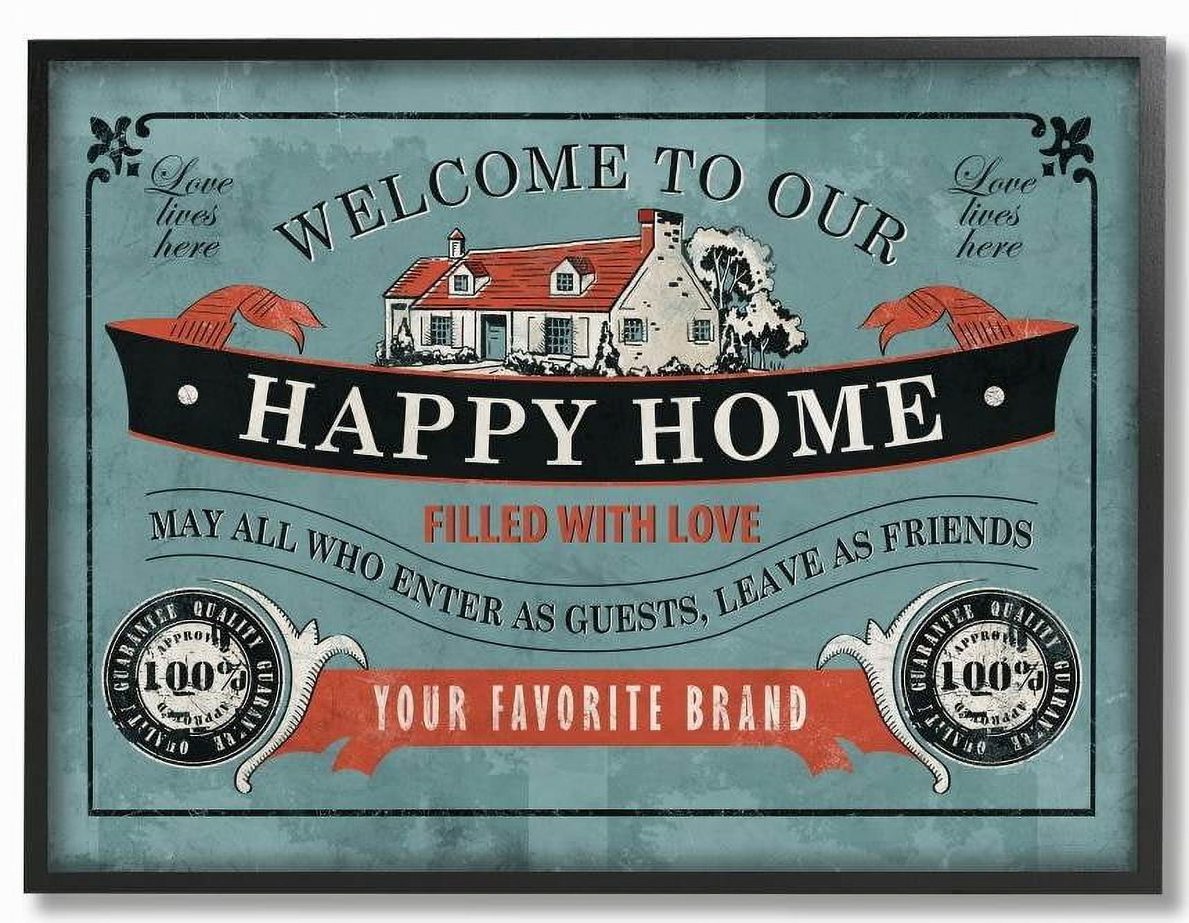 Stupell Industries Happy Home Inspirational Vintage Comic Book Design Framed Wall Art by Ester Kay