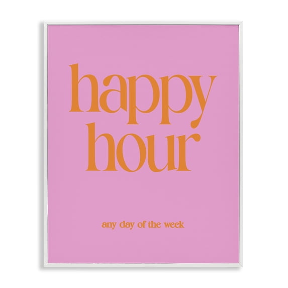 Stupell Industries Happy Hour Any Day Quotes and Sayings Painting White Framed Art Print Wall Art, 11 x 14