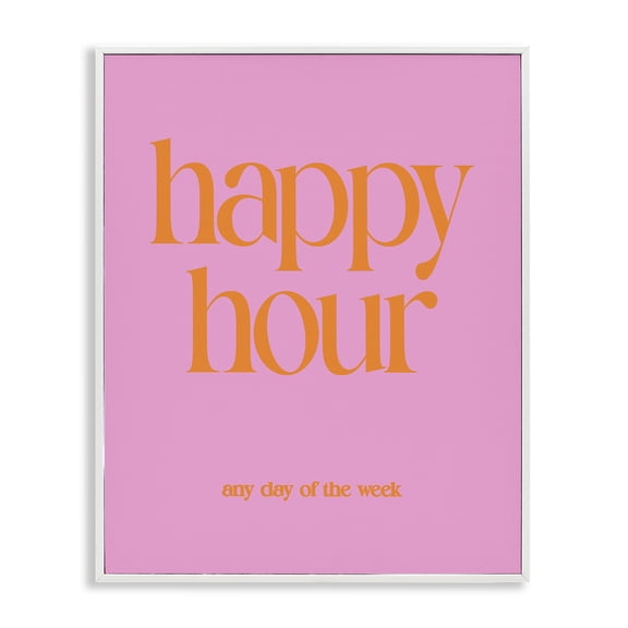 Stupell Industries Happy Hour Any Day Quotes and Sayings Painting White Framed Art Print Wall Art, 11 x 14