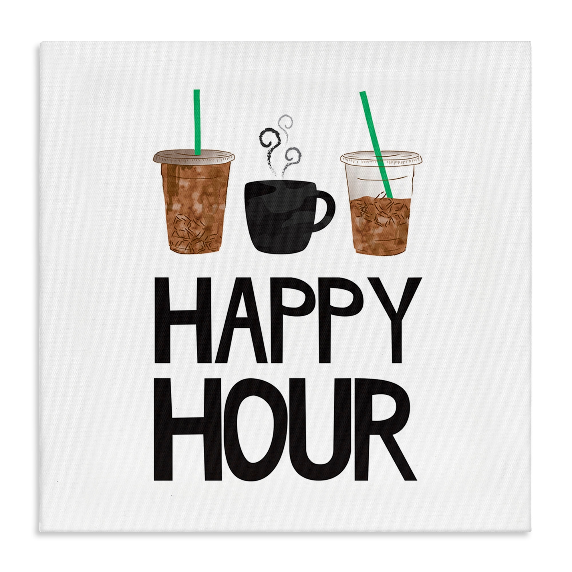 Stupell Industries Happy Hour Phrase Coffee Iced Drink Kitchen Beverage, 17 x 17, Design by Jennifer McCully