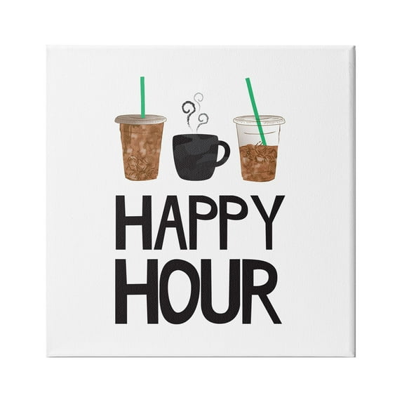 Stupell Industries Happy Hour Phrase Coffee Iced Drink Kitchen Beverage, 30 x 30, Design by Jennifer McCully