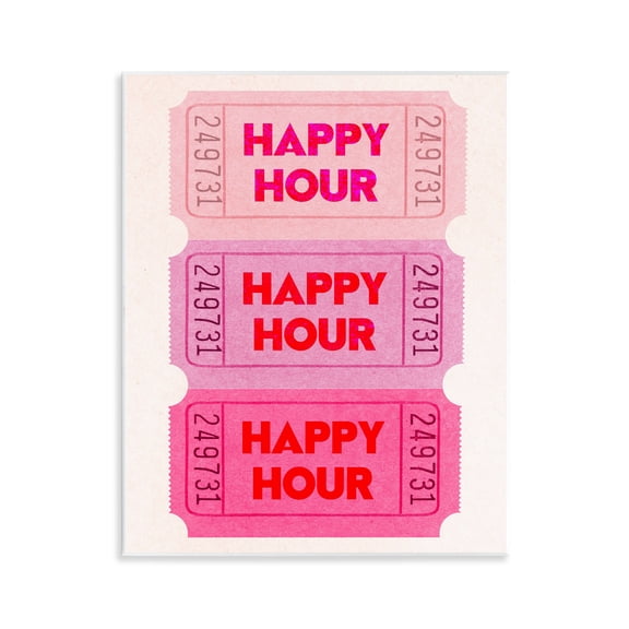 Stupell Industries Happy Hour Tickets Quotes and Sayings Painting Unframed Art Print Wall Art, 11 x 14
