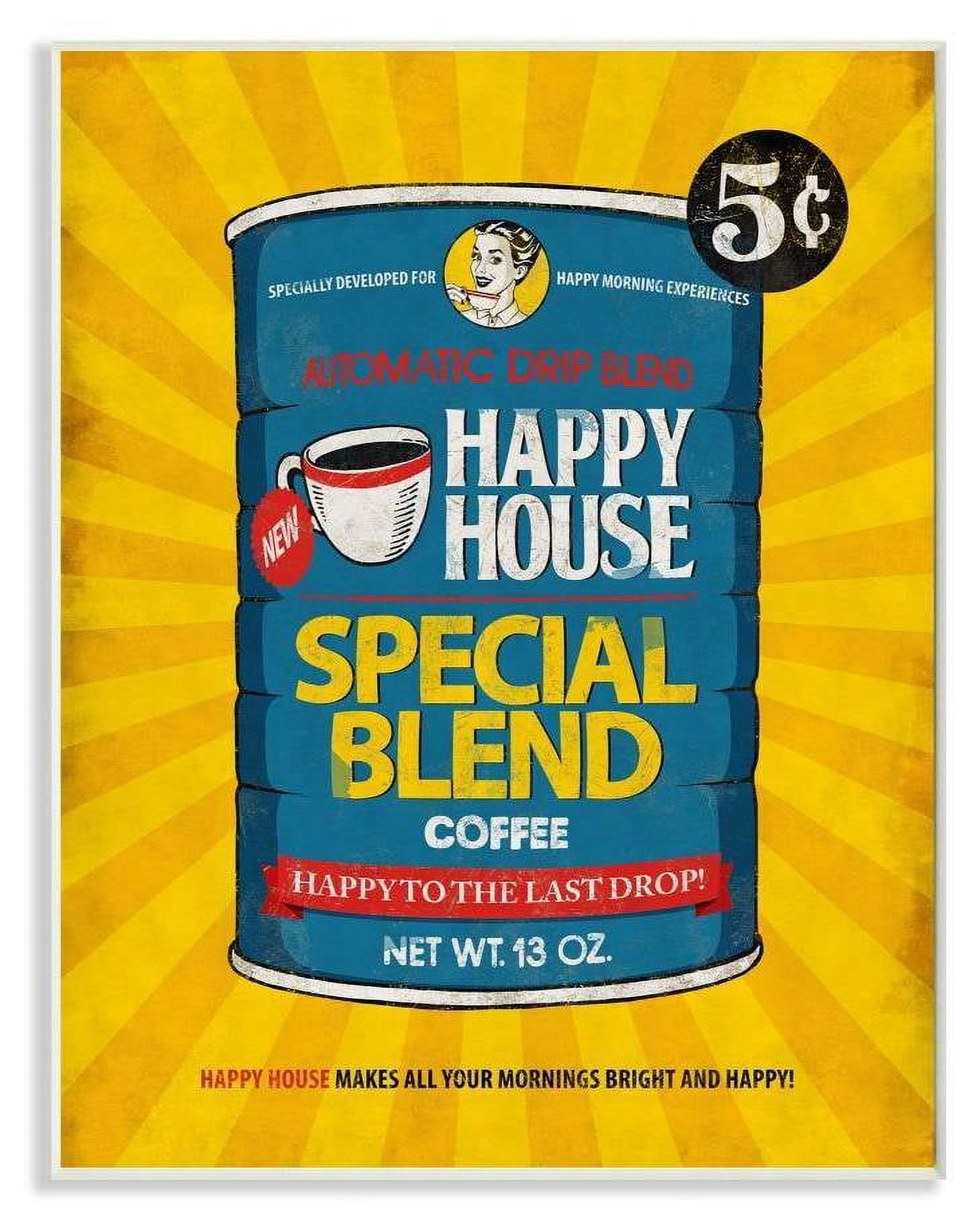 Stupell Industries Happy House Coffee Vintage Comic Book Design Wall Plaque by Ester Kay