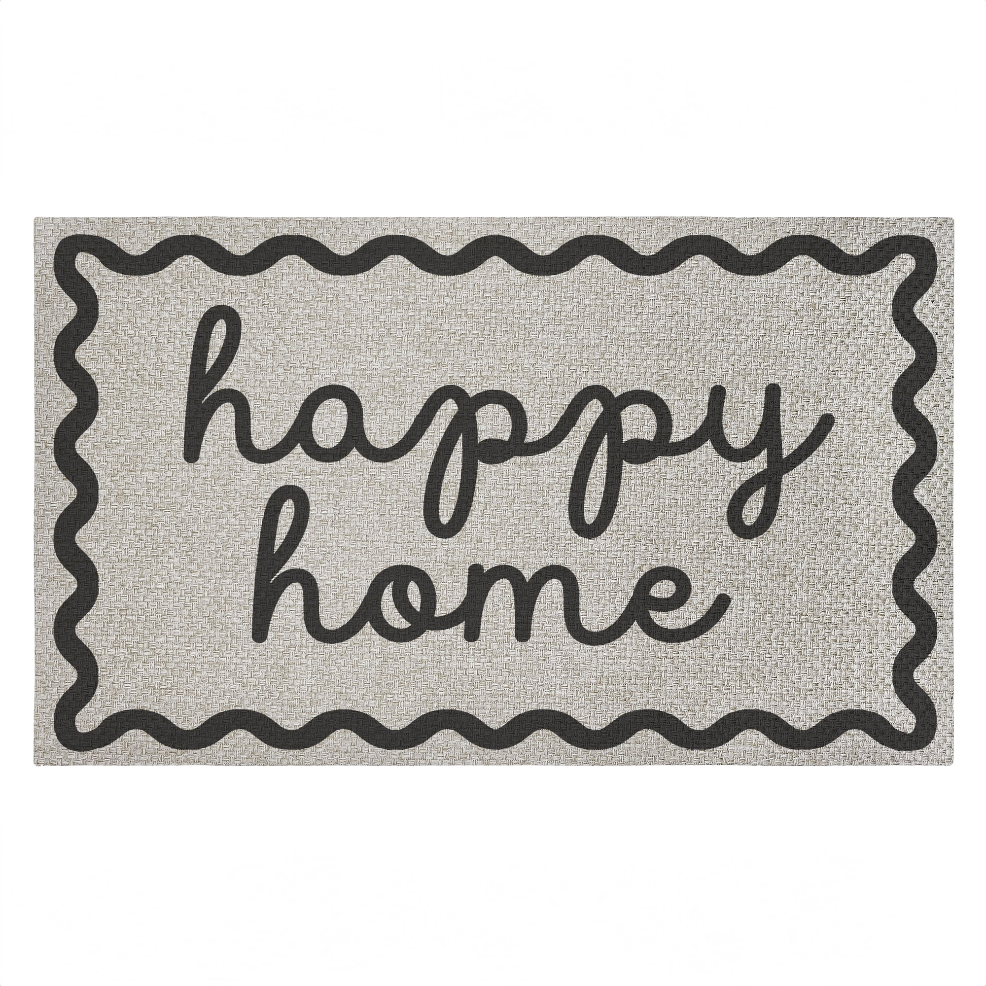 Stupell Industries Happy House with Wavy Border Printed Outdoor Imitation Sisal Floor Mat, design by Lil' Rue