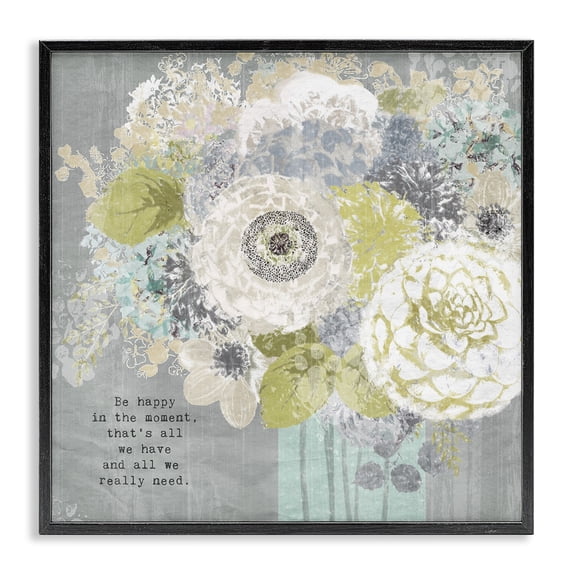 Stupell Industries Traditional Happy In The Moment Black Framed Giclee Art, 12 x 12, by Suzanne Nicoll
