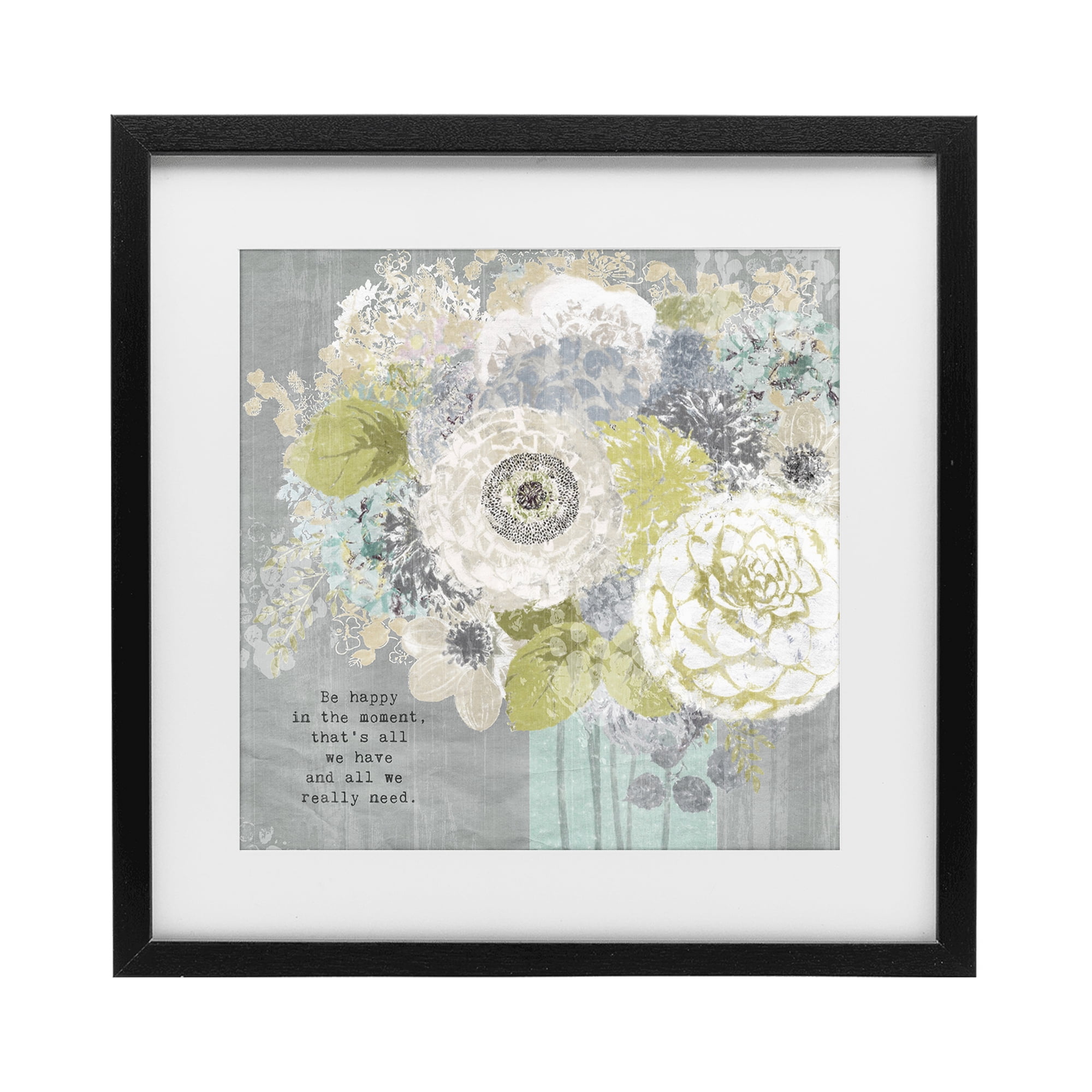 Stupell Industries Happy In The Moment Black Framed Print Under Glass, design by Suzanne Nicoll