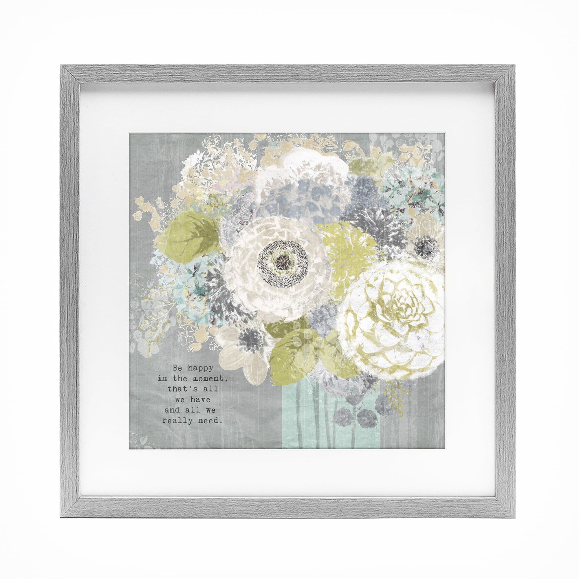 Stupell Industries Happy In The Moment Gray Framed Print Under Glass, design by Suzanne Nicoll