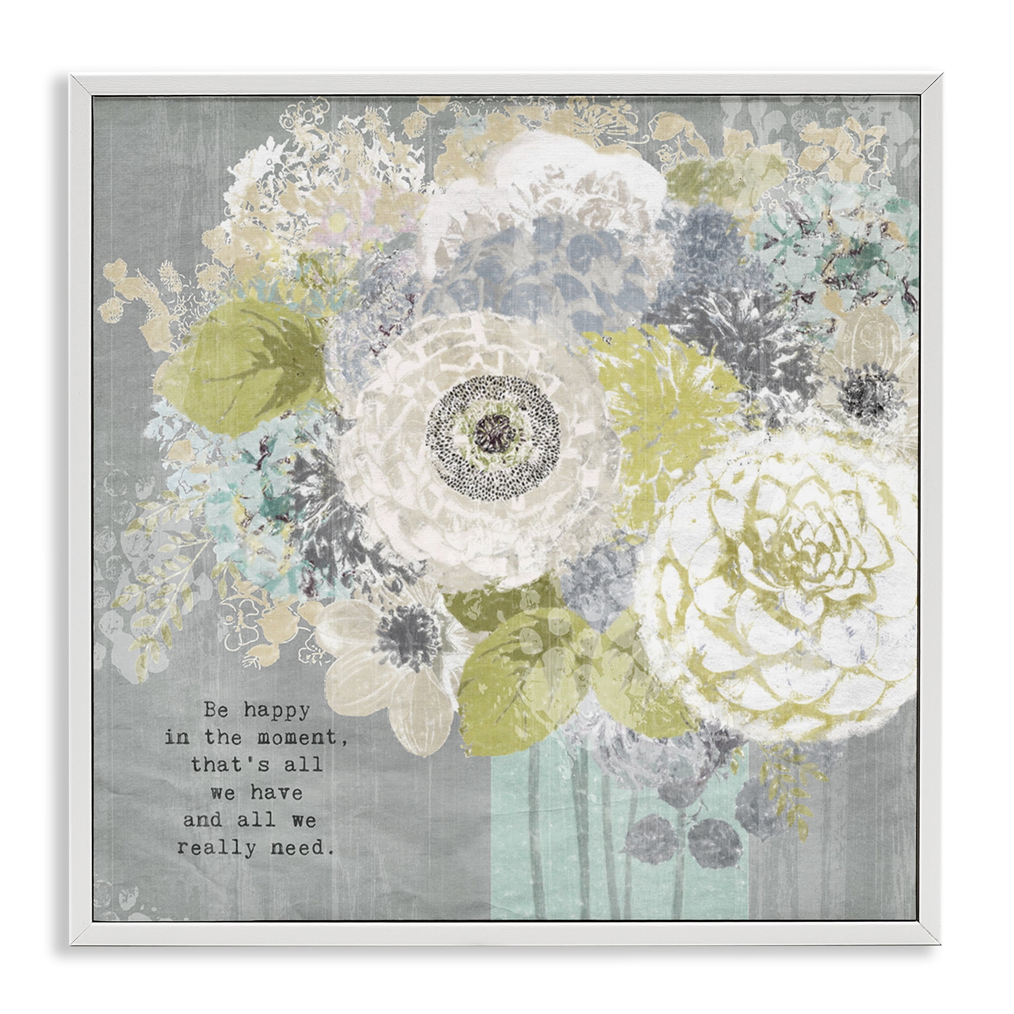 Stupell Industries Happy In The Moment White Framed Giclee Art, design by Suzanne Nicoll