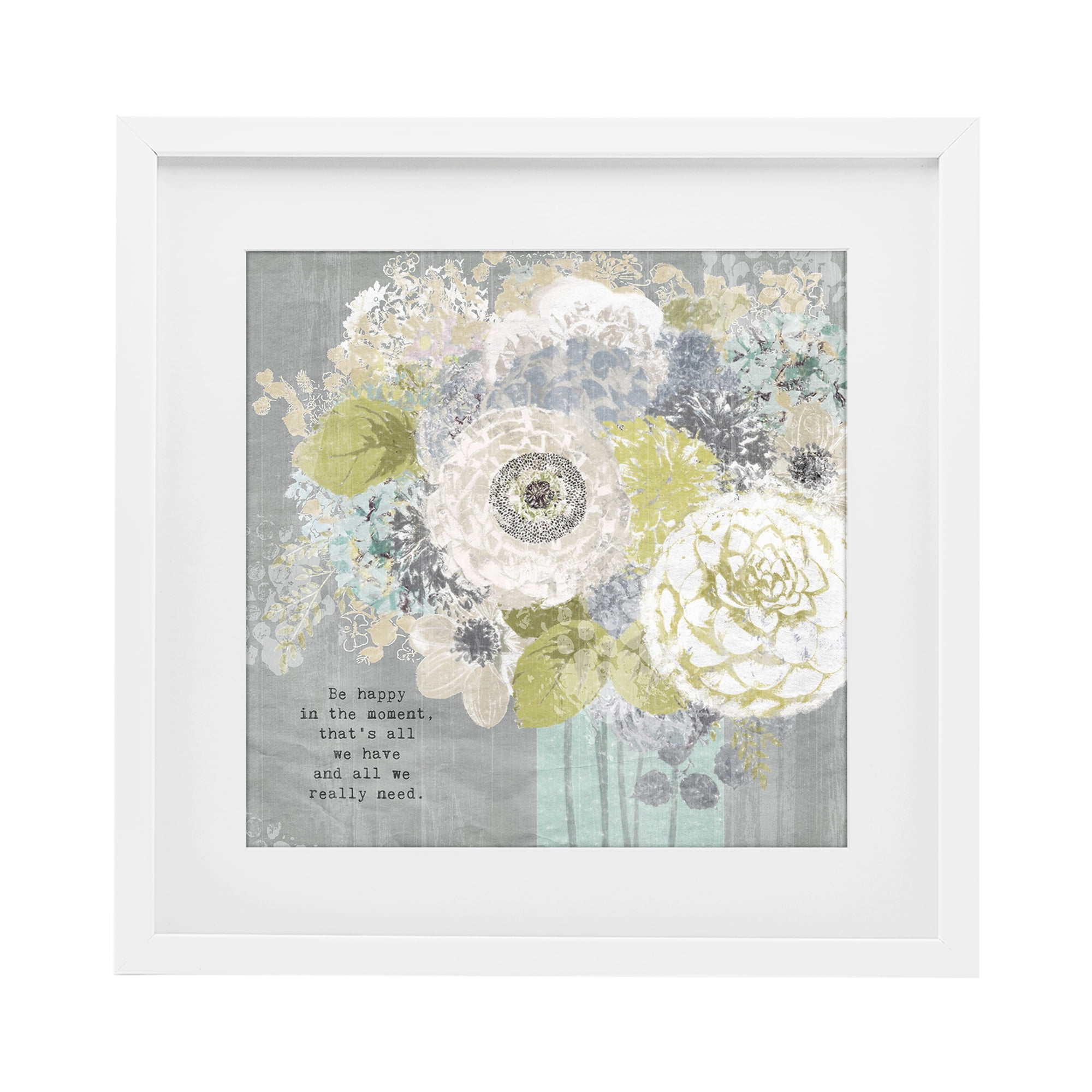 Stupell Industries Happy In The Moment White Framed Print Under Glass, design by Suzanne Nicoll