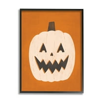 Stupell Industries Happy Jack-o-Lantern Halloween Pumpkin Graphic Art Black Framed Art Print Wall Art, Design by Loni Harris