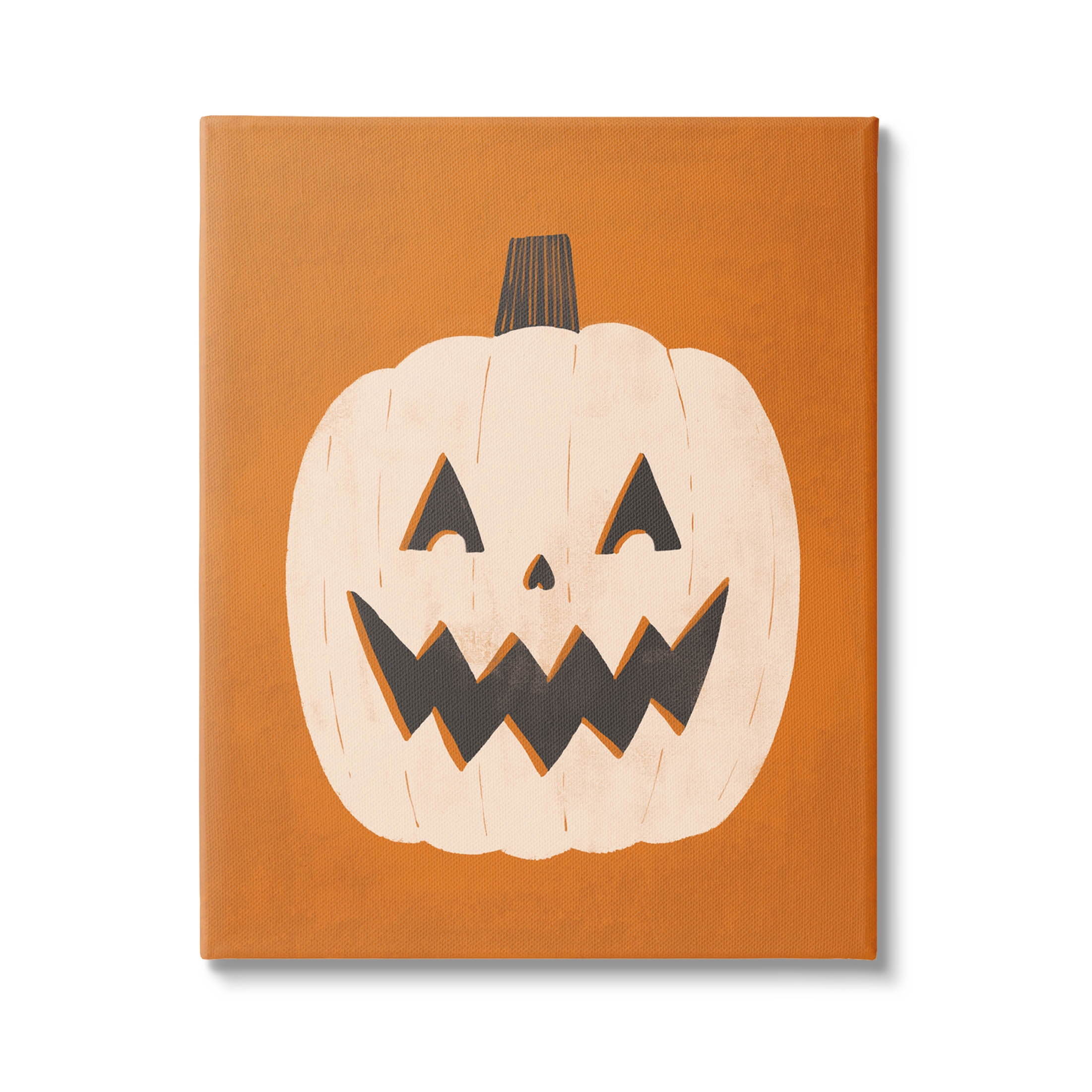 Stupell Industries Happy Jack-o-Lantern Halloween Pumpkin Graphic Art Gallery Wrapped Canvas Print Wall Art, Design by Loni Harris