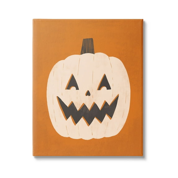 Stupell Industries Happy Jack-o-Lantern Halloween Pumpkin Graphic Art Gallery Wrapped Canvas Print Wall Art, Design by Loni Harris