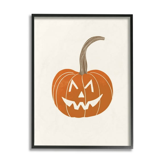 Stupell Industries Happy Jack-o-Lantern Smile Graphic Art Black Framed Art Print Wall Art, Design by Taylor Shannon Designs