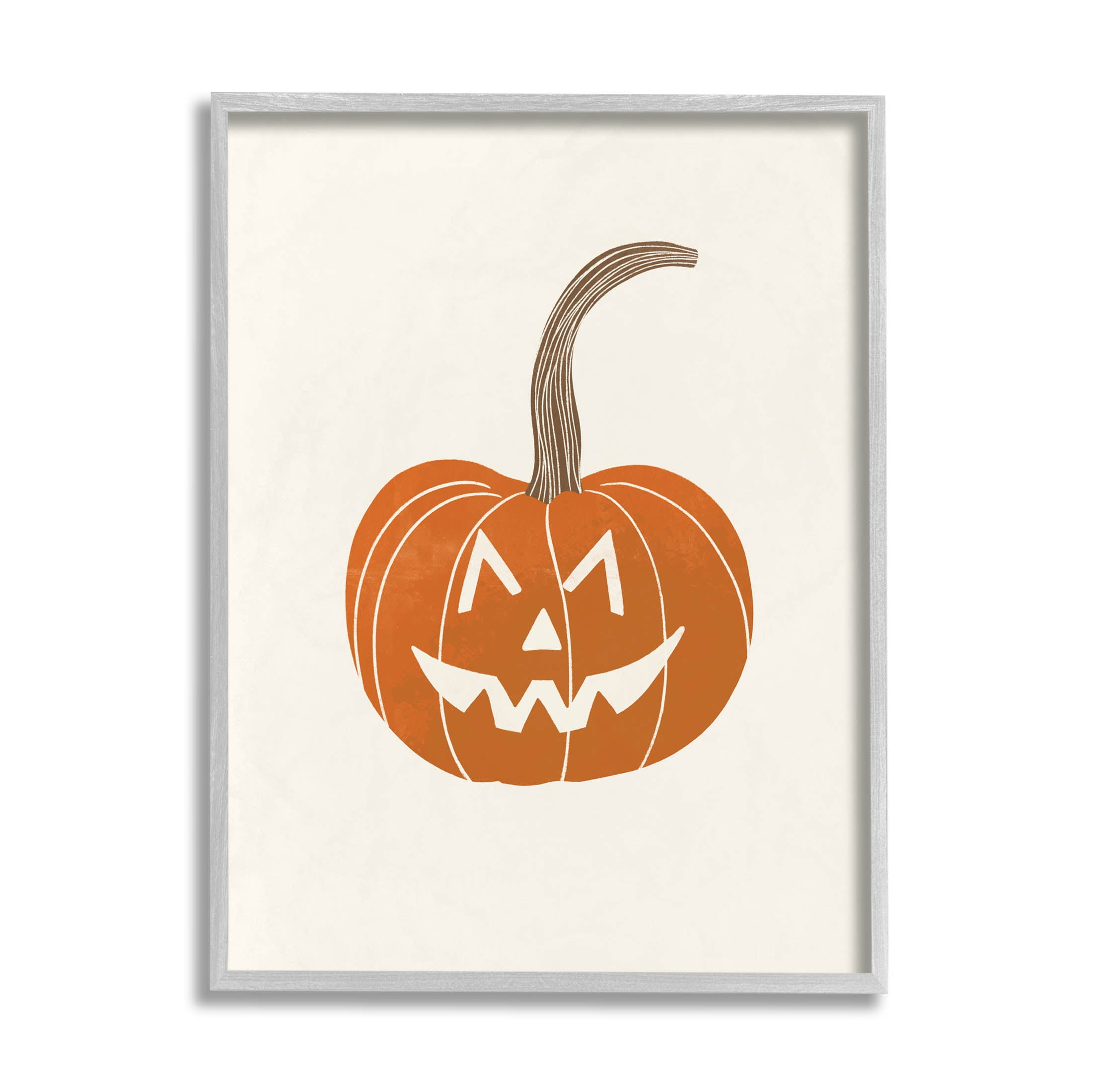 Stupell Industries Happy Jack-o-Lantern Smile Graphic Art Gray Framed Art Print Wall Art, Design by Taylor Shannon Designs