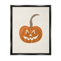 Stupell Industries Happy Jack-o-Lantern Smile Graphic Art Jet Black Floating Framed Canvas Print Wall Art, Design by Taylor Shannon Designs