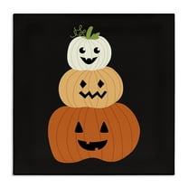 Stupell Industries Happy Jack-o-Lanterns on Black Country Charm Painting Wrapped Canvas Canvas Art Print Wall Art, 17 x 17