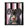 thumbnail image 1 of Stupell Industries Happy Koala Ice Cream Stripes Painting Jet Black Floating Framed Canvas Print Wall Art, Design by Lucia Heffernan, 1 of 6