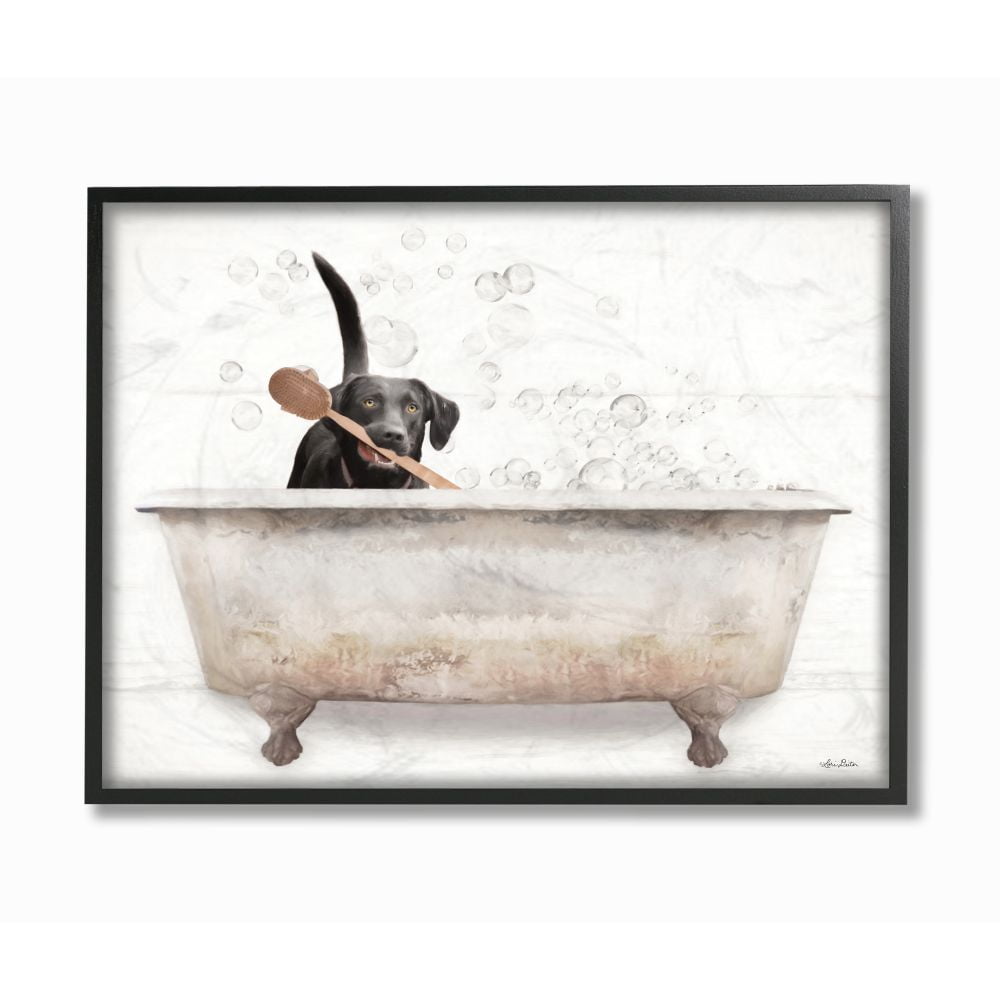 Stupell Industries Happy Labrador in Rustic Bubble Bath Design Designed by Lori Deiter