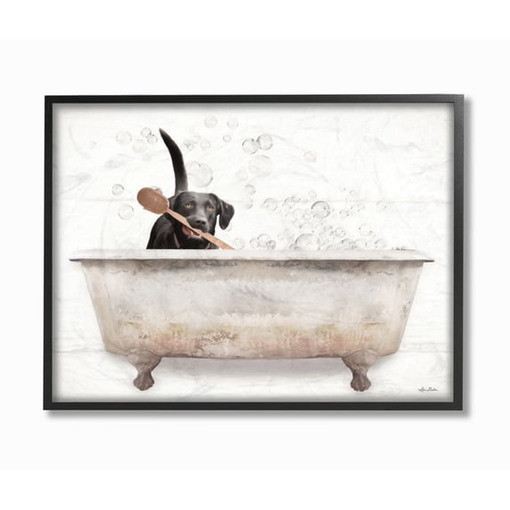 Stupell Industries Happy Labrador in Rustic Bubble Bath Design Designed by Lori Deiter
