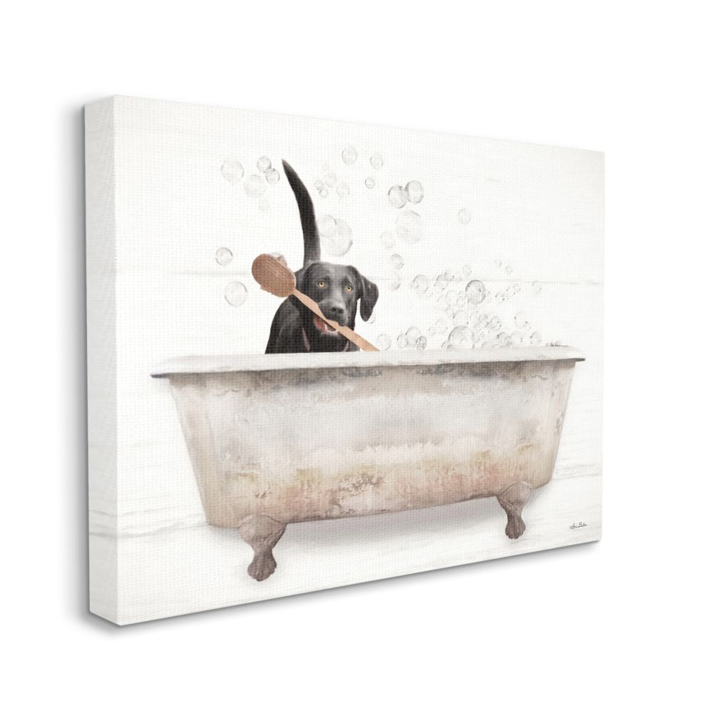 Stupell Industries Happy Labrador in Rustic Bubble Bath Design Designed by Lori Deiter