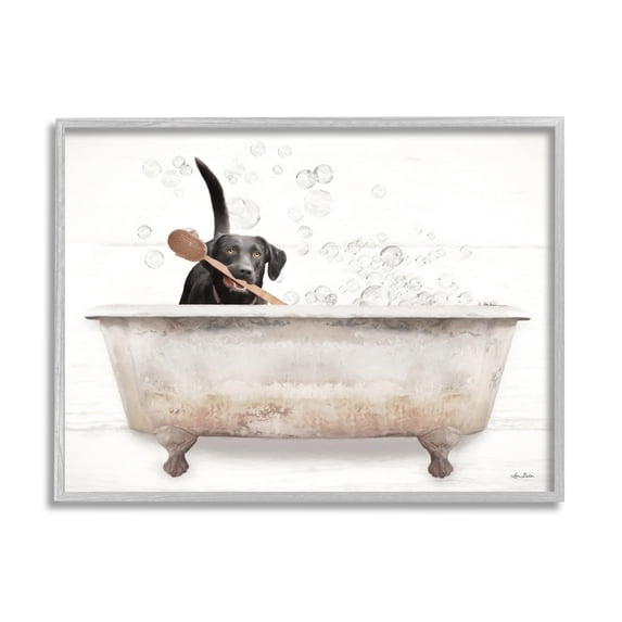 Stupell Industries Happy Labrador in Rustic Bubble Bath Design Designed by Lori Deiter
