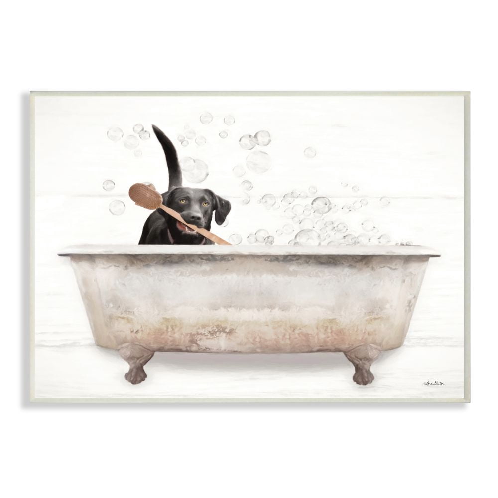 Stupell Industries Happy Labrador in Rustic Bubble Bath Design Graphic Art Unframed Art Print Wall Art, 10x15, by Lori Deiter