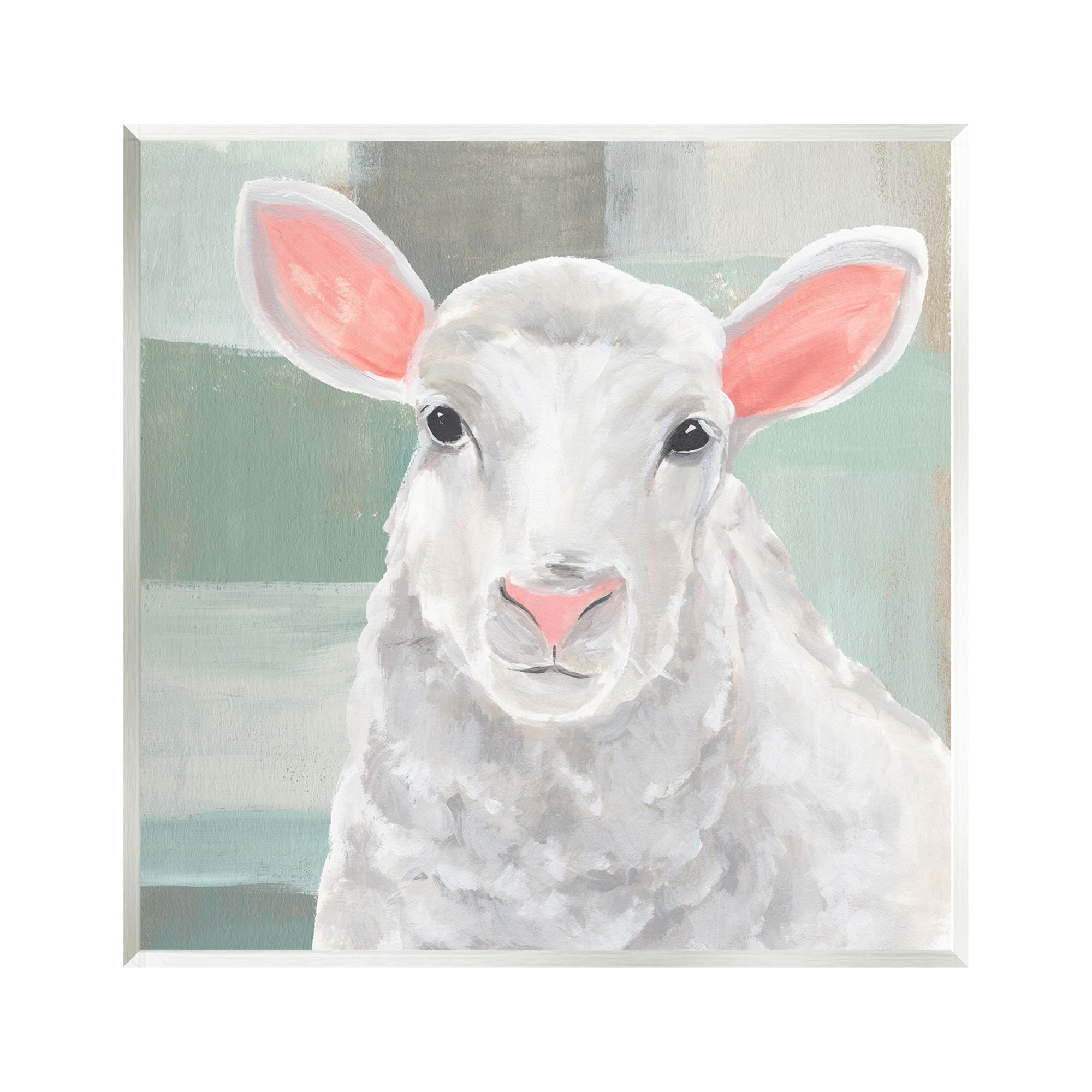 Stupell Industries Happy Lamb Portrait Animals & Insects Painting Unframed Art Print Wall Art, 12 x 12