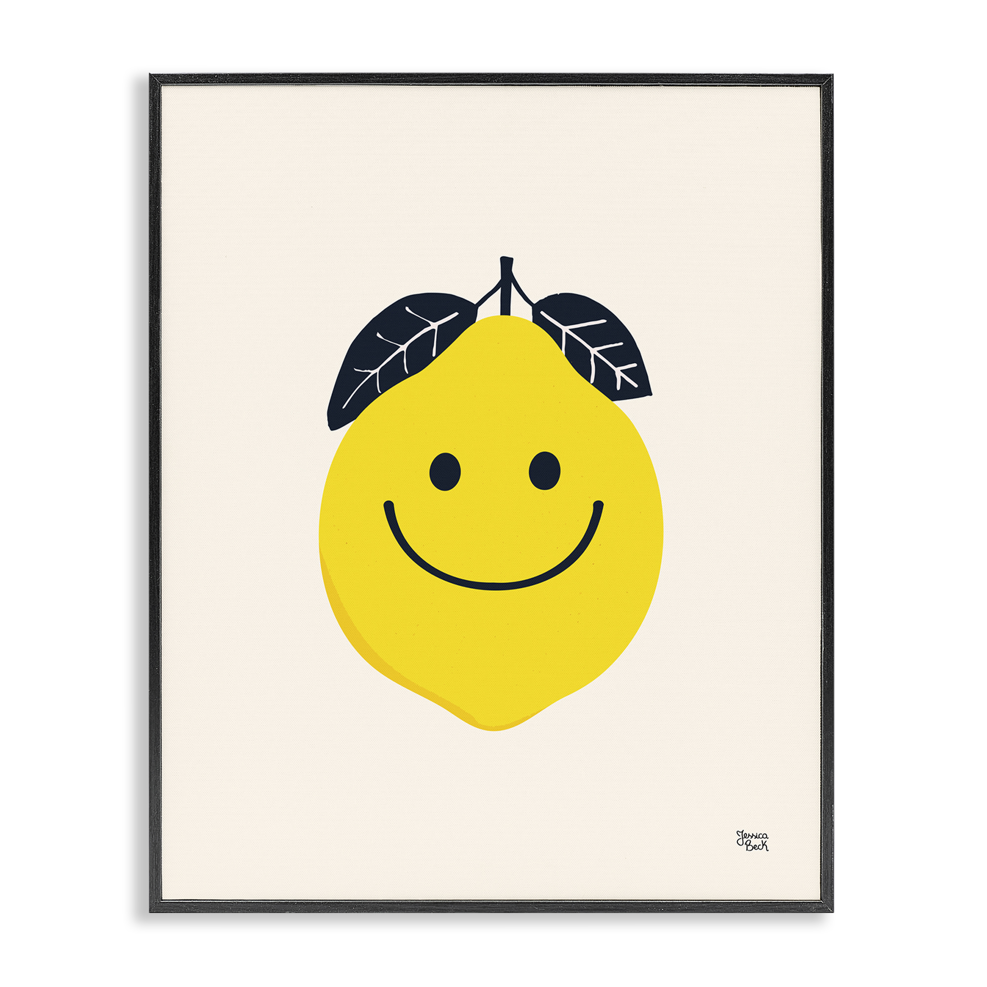 Stupell Industries Happy Lemon Smile Food & Beverage Painting Black Framed Art Print Wall Art, 24 x 30