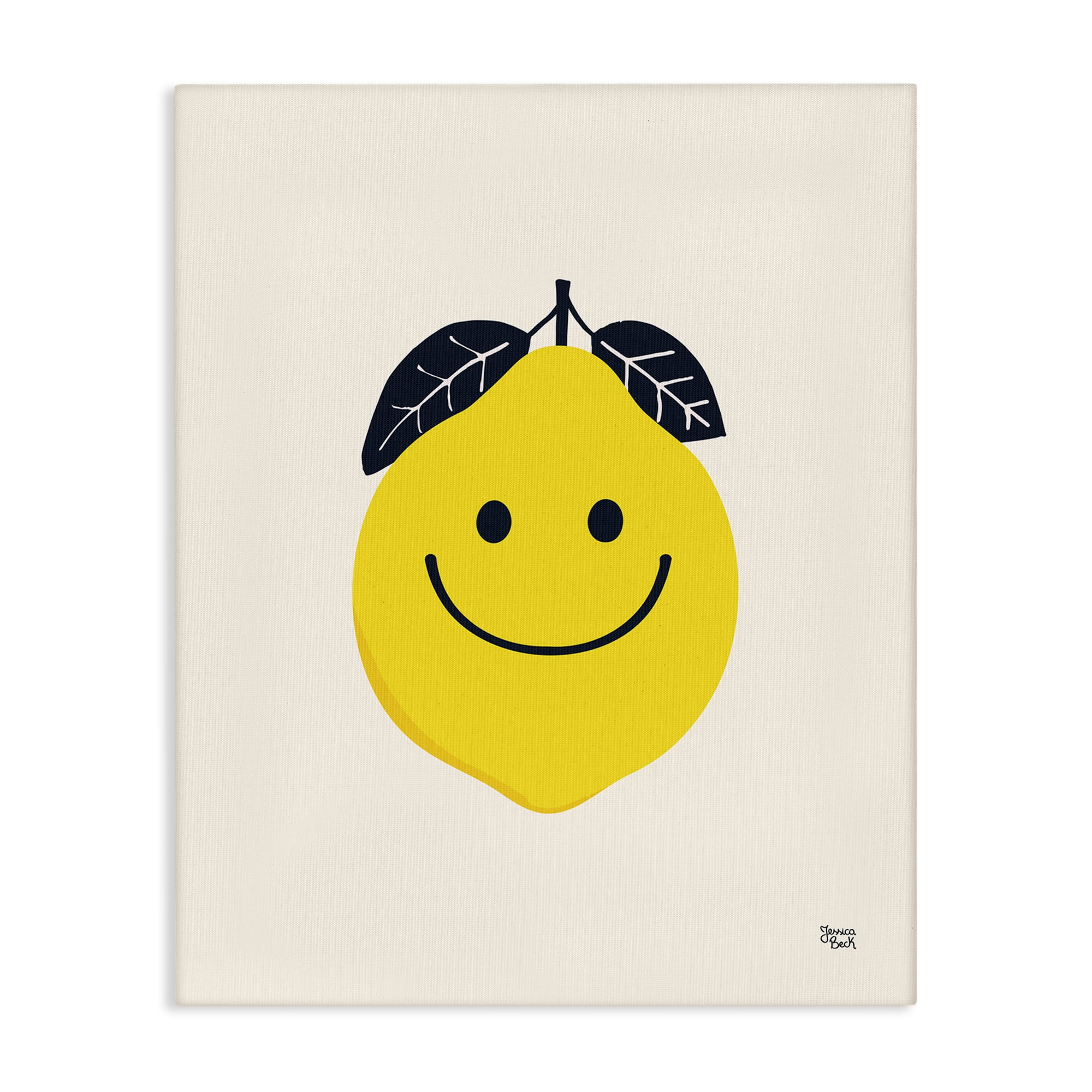 Stupell Industries Happy Lemon Smile Food & Beverage Painting Wrapped Canvas Art Print Wall Art, 36 x 48