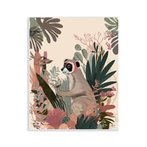 Stupell Industries Happy Lemur & Plants Animals & Insects Painting Unframed Art Print Wall Art, 11 x 14