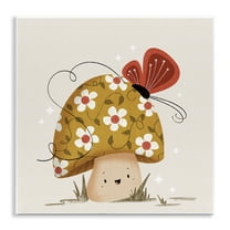 Stupell Industries Happy Mushroom & Butterfly Floral Painting Unframed Art Print Wall Art, 12 x 12