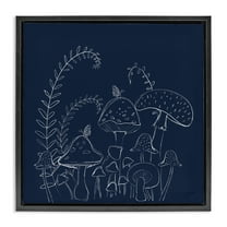 Stupell Industries Happy Mushroom Garden Plants & Flowers Painting Black Floater Framed Canvas Art Print Wall Art, 18 x 18