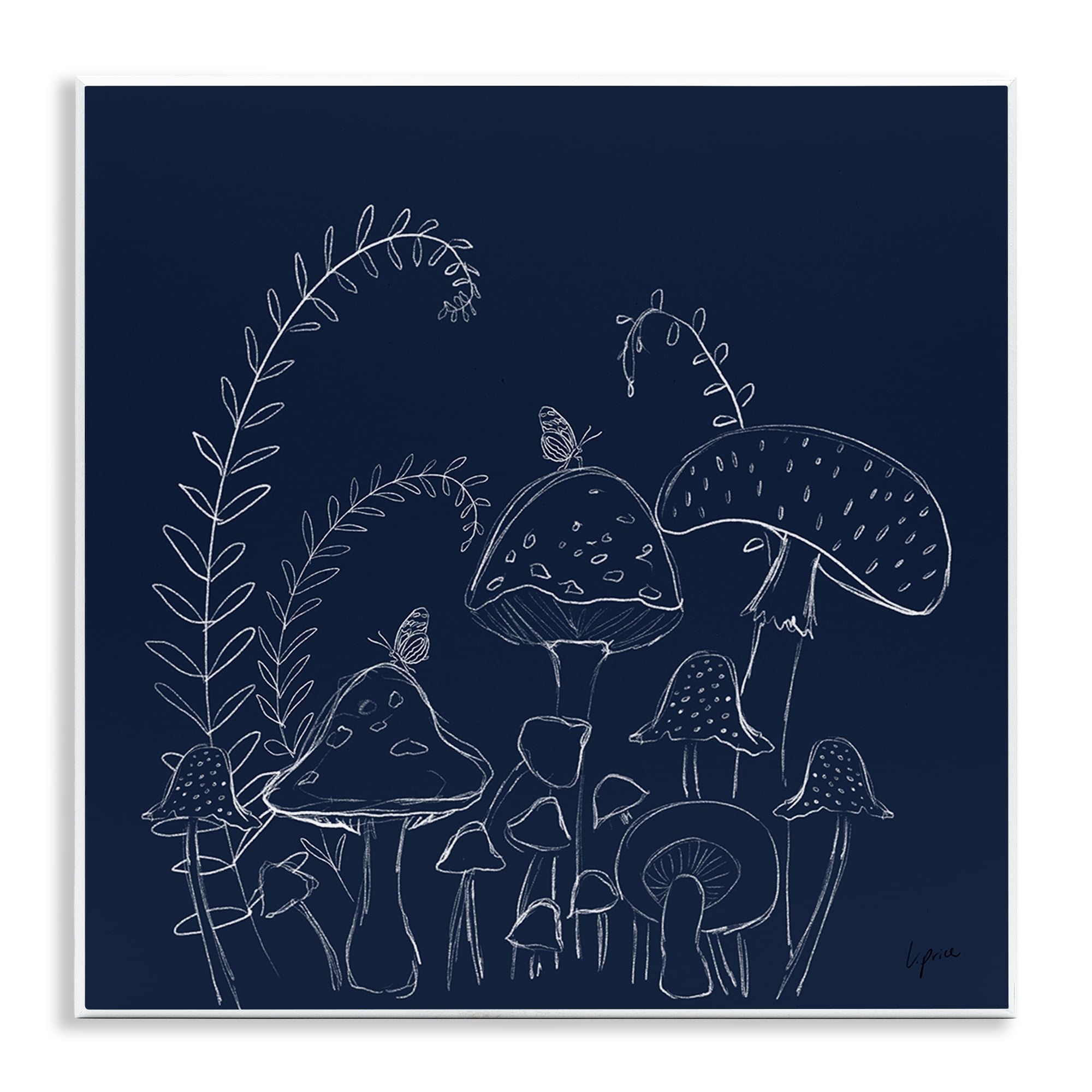 Stupell Industries Happy Mushroom Garden Plants & Flowers Painting Unframed Art Print Wall Art, 12 x 12