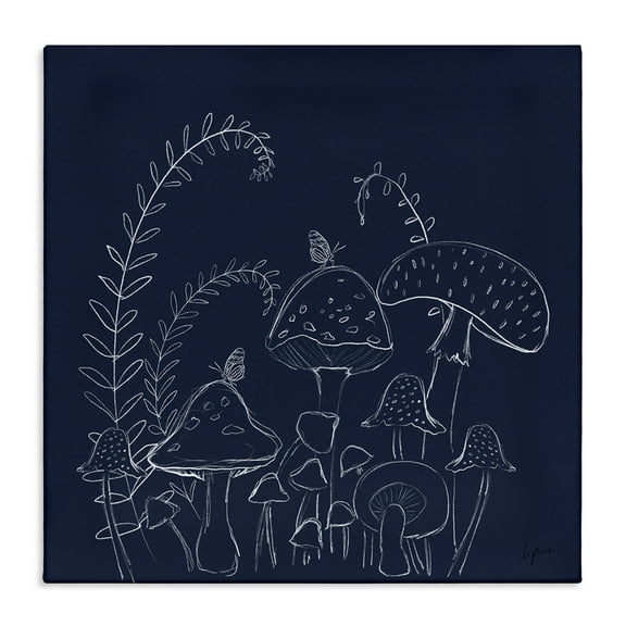 Stupell Industries Happy Mushroom Garden Plants & Flowers Painting Wrapped Canvas Art Print Wall Art, 17 x 17