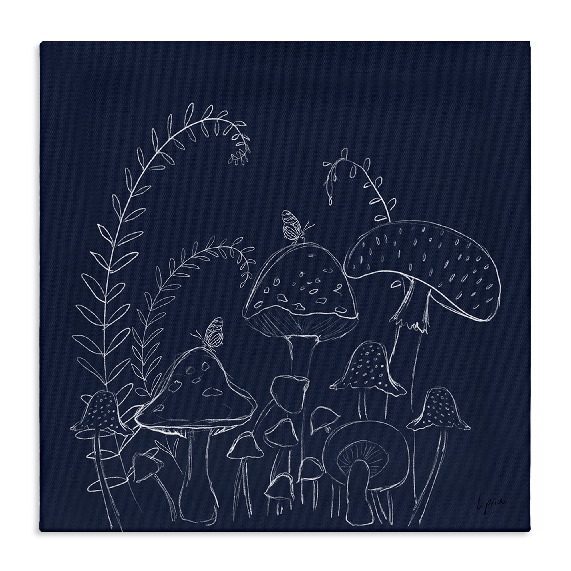 Stupell Industries Happy Mushroom Garden Plants & Flowers Painting Wrapped Canvas Art Print Wall Art, 30 x 30